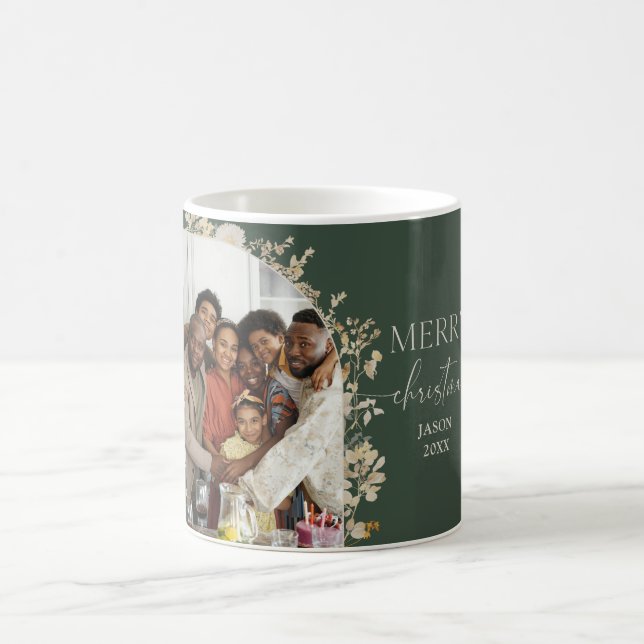 Taza De Café Boho Merry Christmas Family Photo Mug (Centro)