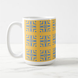 Taza De Café Boho Mustard Yellow & Blue Hearts