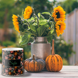 Taza De Café Boho naranja color de la flor rosa patrón de acuar