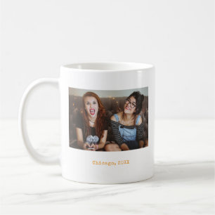 Taza De Café Boho naranja Minimalista Texto Foto Recuerdo