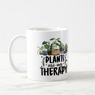 Taza De Café Boho Plantas de Interior Terapia Verde Terrosa