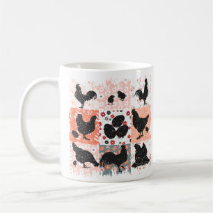 Taza De Café Boho Pollos Cottagecore Estética Retro Floral
