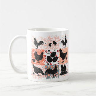 Taza De Café Boho Pollos Cottagecore Estética Retro Floral