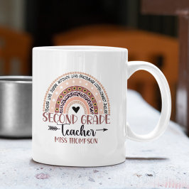 Taza De Café Boho Rainbow Tumbler for 2nd Grade Teacher