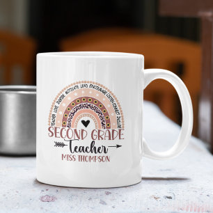 Taza De Café Boho Rainbow Tumbler for 2nd Grade Teacher