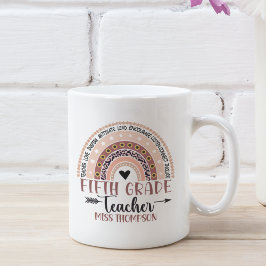 Taza De Café Boho Rainbow Tumbler for 5th Grade Teacher