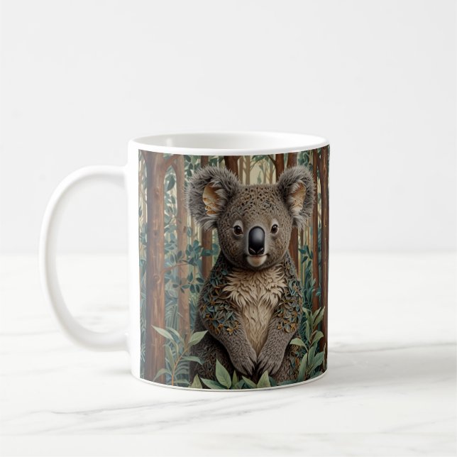 Taza De Café Boho retro divertido bosque Koala Bear (Izquierda)