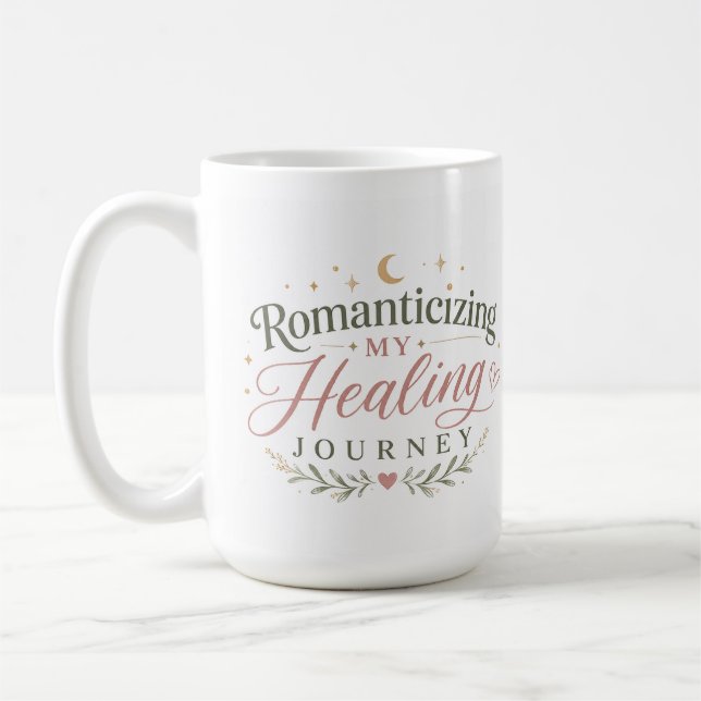 Taza de café boho romantizando mi viaje de sanació (Izquierda)
