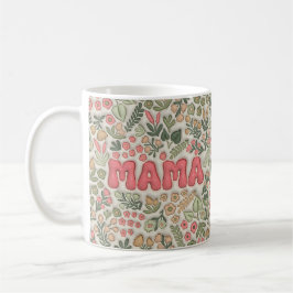 Taza De Café Boho Rosa Verde Inflado 3D Mama