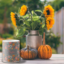 Boho rústico naranja flor acuarela patrón gris