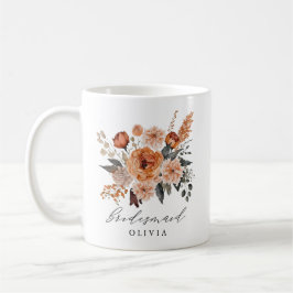Taza De Café Boho Sage Terracotta Floral Bridesmaid Mug