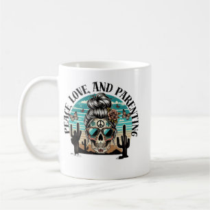 Taza De Café Boho Skull Peace and Parenting T-Shirt – Retro Des