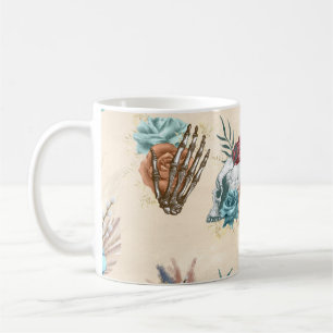 Taza De Café Boho Skull y Skeleton con flores