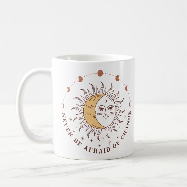 Taza De Café Boho Sol Celestial Y Luna (Izquierda)