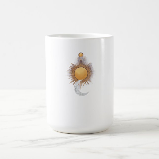 Taza de café Boho Sol Luna Celestial Taza de bruja (Centro)