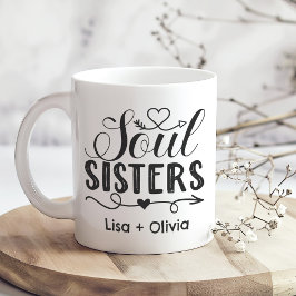 Taza De Café Boho Soul Hermanos Nombre personalizado Mejor Amig