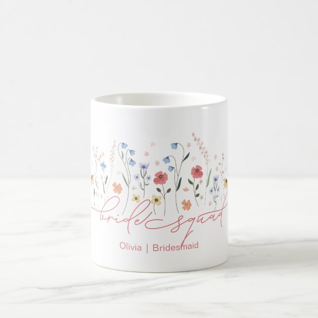 Taza De Café Boho Squad de Novia de Flores Silvestres (Centro)