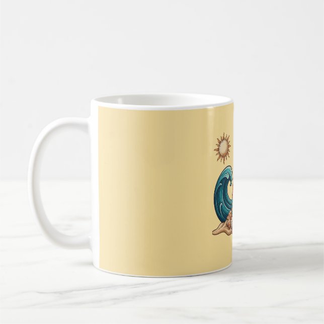 Taza De Café Boho Sun, Moon, and Ocean Wave Aesthetic Mug (Izquierda)
