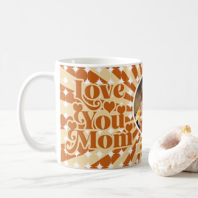 Taza De Café Boho Te Ama Mamá Día de la Madre de fotos personal (Con donut)