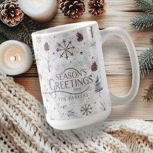 Taza De Café Boho Twigs & Pinecone Navidades ID986
