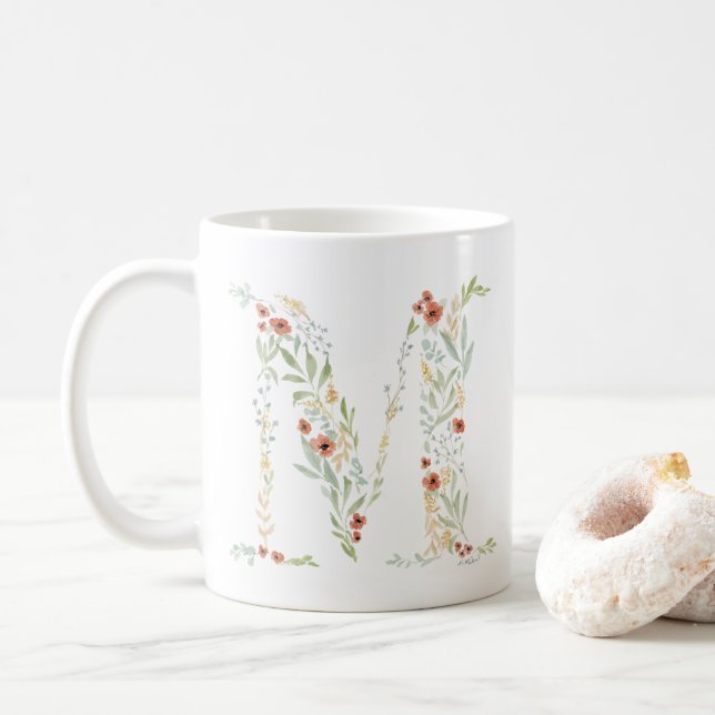 Taza De Café Boho Watercolor Floral (Con donut)