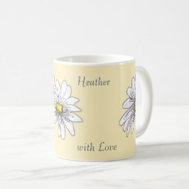 Taza De Café Boho Watercolor Floral Daisy Custom Christmas Gift