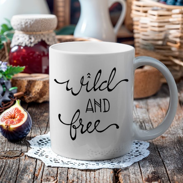 Taza De Café Boho Wild & Free Hand Lettering (For the free spirit or wild at heart person. This makes a great gift for a special someone)
