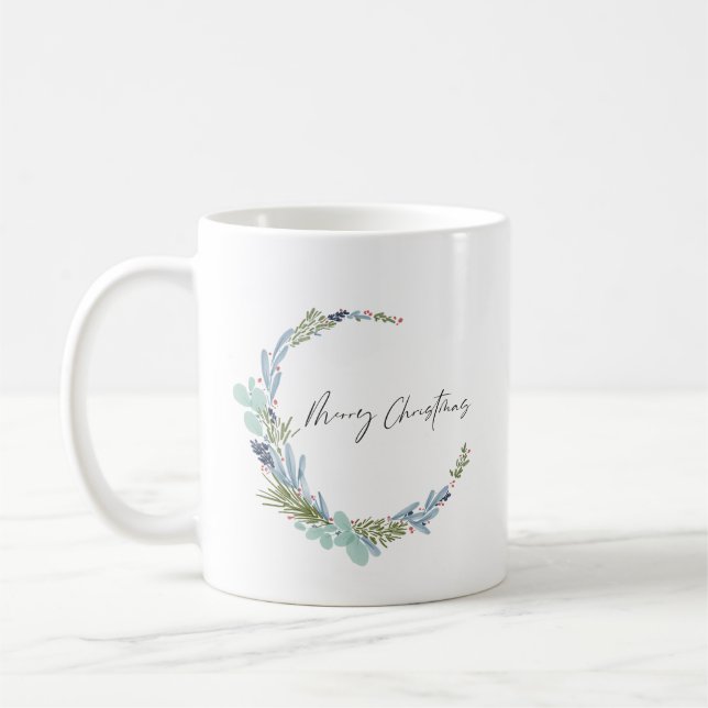 Taza De Café Boho Wreath Feliz Navidad Diseño moderno (Izquierda)