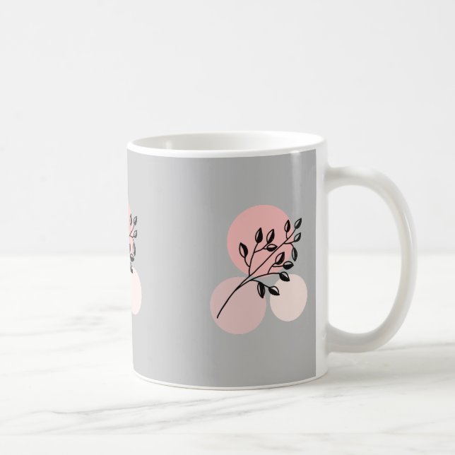 Taza De Café Boho Zen Botánico En Círculos Rosa Y Lilac (Derecha)