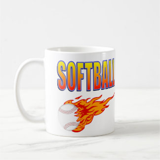 Taza De Café Bola blanca de la llama del softball