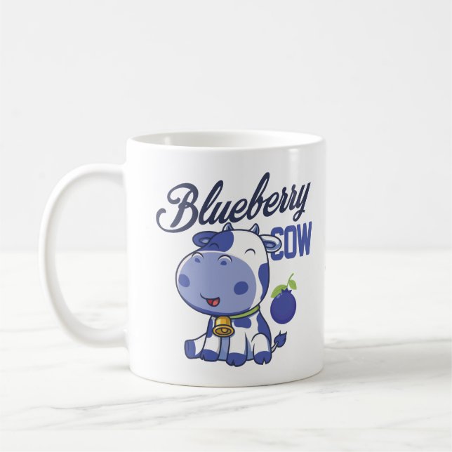 Taza De Café Bola de arándano kawaii lindo moo moo animal (Izquierda)
