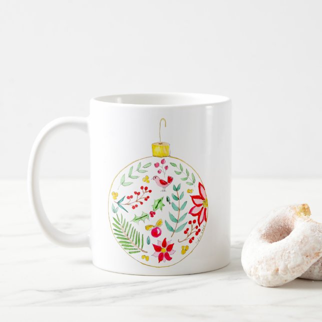 Taza De Café Bola de Navidad Festiva (Con donut)