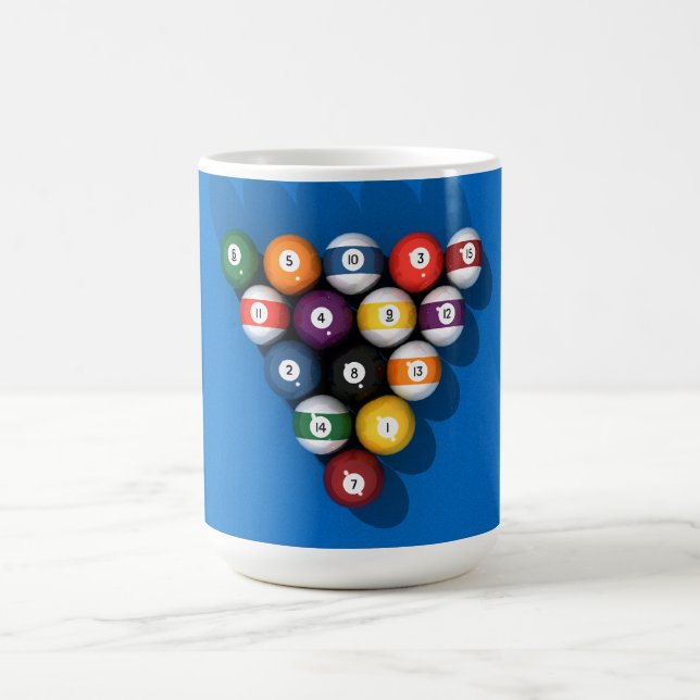 Taza De Café Bolas de billar con la paja azul: (Centro)