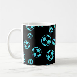 Taza De Café Bolas De Fútbol / Colores De Fútbol En Patrón Azul