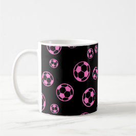 Taza De Café Bolas De Fútbol / Colores De Fútbol En Patrón Rosa
