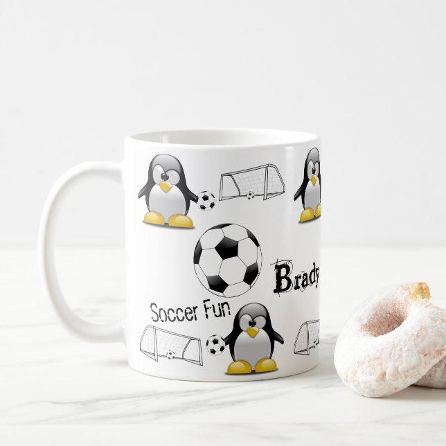 Taza De Café Bolas de fútbol de Pingüino Fun Mug (Con donut)