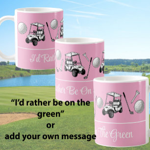 Taza De Café Bolas de Golf Rosadas Divertidas y Monograma Perso