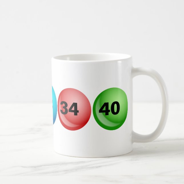 Taza De Café Bolas de la lotería, 3, 18, 23, 34, 40 (Derecha)