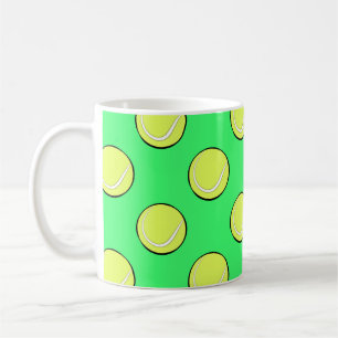 Taza De Café Bolas de tenis patrón sin costuras sobre fondo ver