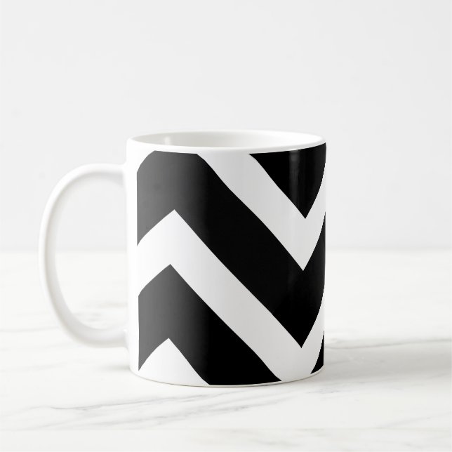 Taza De Café Bold Black White Chevron Geometric Pattern (Izquierda)