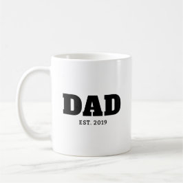 Taza De Café Bold Black & White Text Est Year Dad