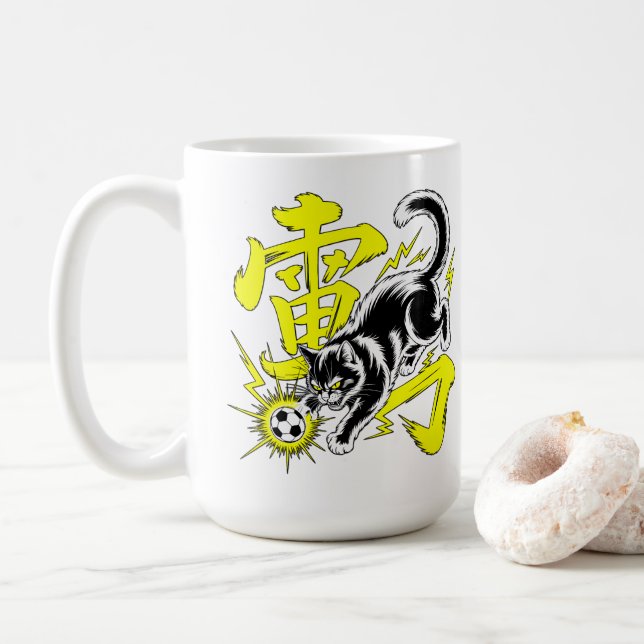 Taza De Café Bold Cartoon Design for Sports Fans & Cat Lovers (Con donut)