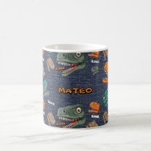 Bold dinosaur mug pattern for boys