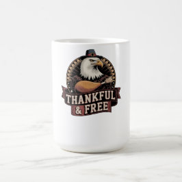 Taza De Café Bold Eagle Head Thankful & Free Vintage Graphic