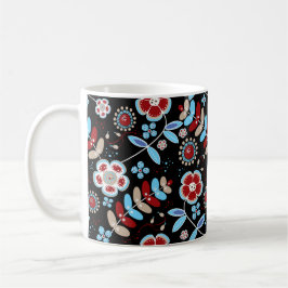 Taza De Café Bold Folk Floral Pattern
