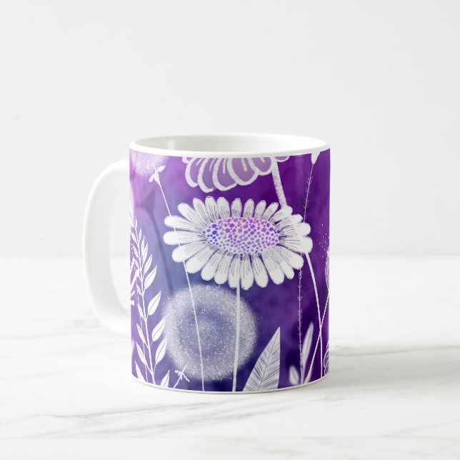 Taza De Café Bold Purple and Violet Wild Flower Art (Anverso izquierdo)