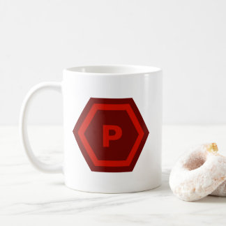 Taza De Café Bold Red Single Letter Monogram in Hexagons