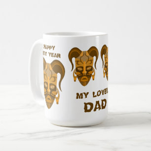 TAZA DE CAFÉ BOLSA CON ARTE DE MÁSCARA TARDICIONAL