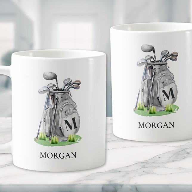 Taza De Café Bolsa de Golf Monogramada (Monogram Golf Bag Coffee Mug)