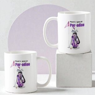 Taza De Café Bolso de golf acuarela púrpura, bandera y pelota
